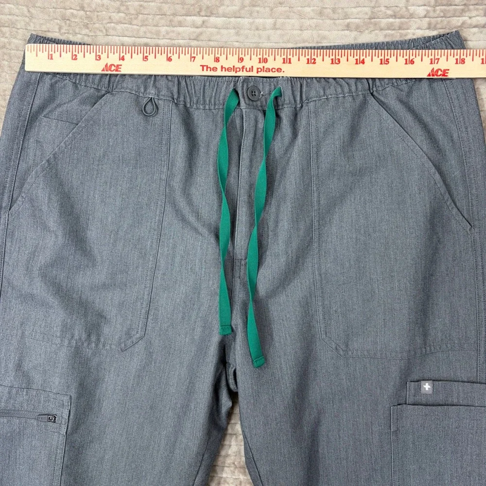 FIGS Technical Collection Scrub Pants Charcoal Grey Cargo Drawstring XL‎